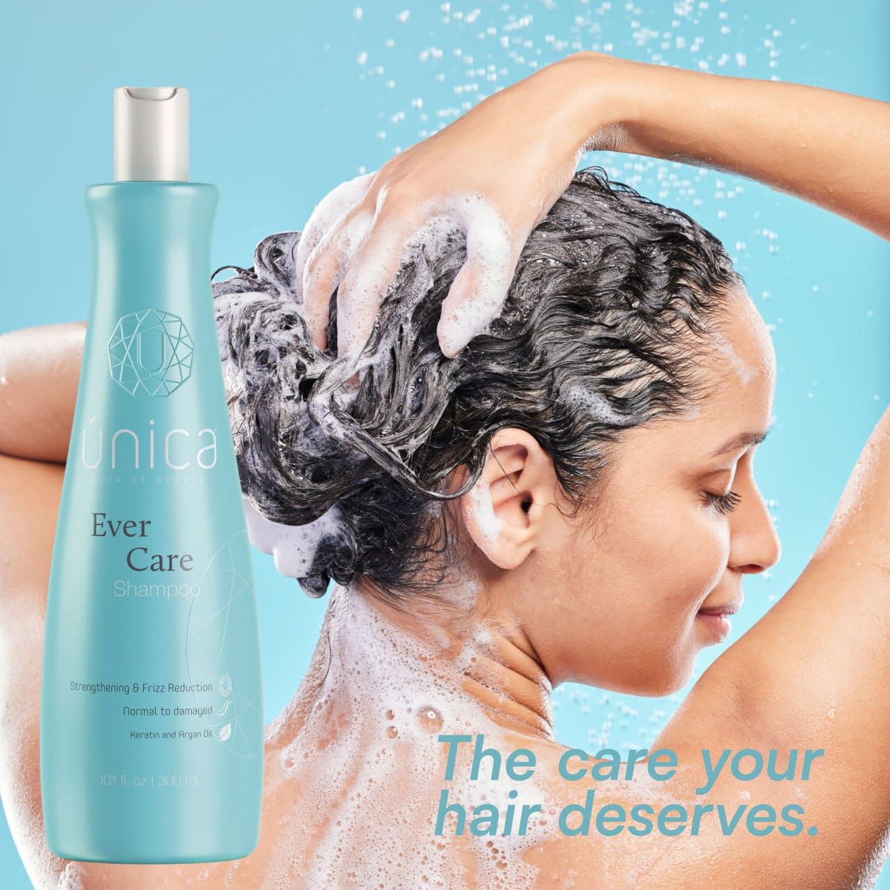 UNICA Work of Beauty Ever Care Smoothing Shampoo – Keratin, Collagen & Argan Oil for Frizz Control, Repair & Hydration – Daily Lightweight Cleanser for Dry, Curly & Damaged Hair – 10 oz
