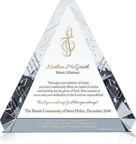 Placa de regalo personalizable para Ministro de Música Dirigente de Culto Director de Coro Organista de la Iglesia personalizada con el nombre de la