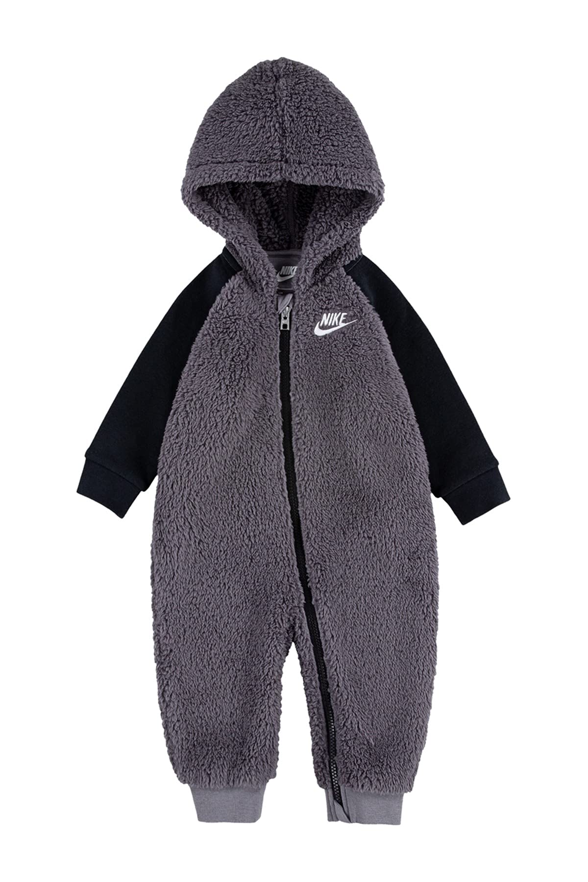 Nike Baby`s Faux Sherpa Hooded Coverall (Anthracite(66F811-G4T)/Black, 6 Months)