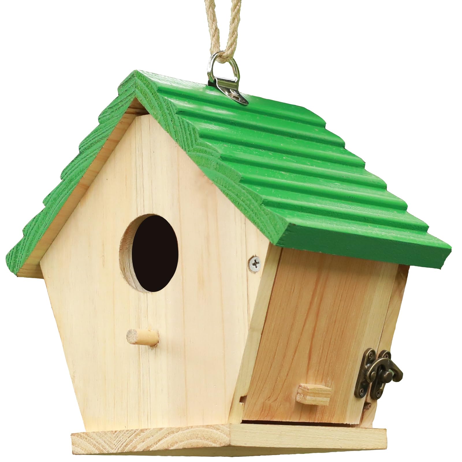 STARSWRBird House Outside Bluebird House for Outside Clearance, Hanging Birdhouse,Cardinals Wooden Birdhouse with Green Top