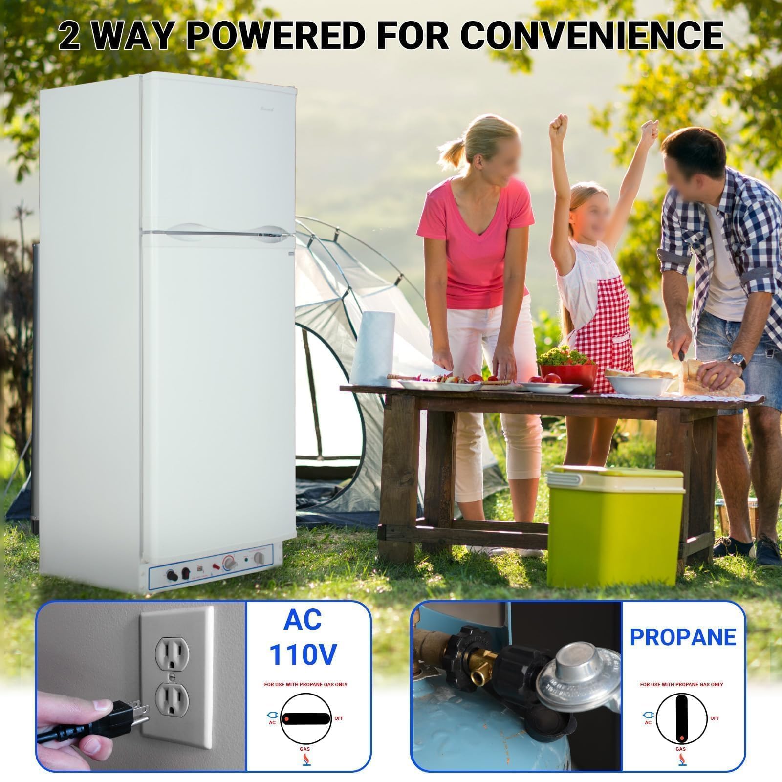 Smad Propane Refrigerator, Off Grid Propane Refrigerator With Freezer 9.3 Cu.Ft, 110v/Propane Fridge, Gas Fridge For Garage,RV,Food Truck,Chalets on Fridge.com - View 2