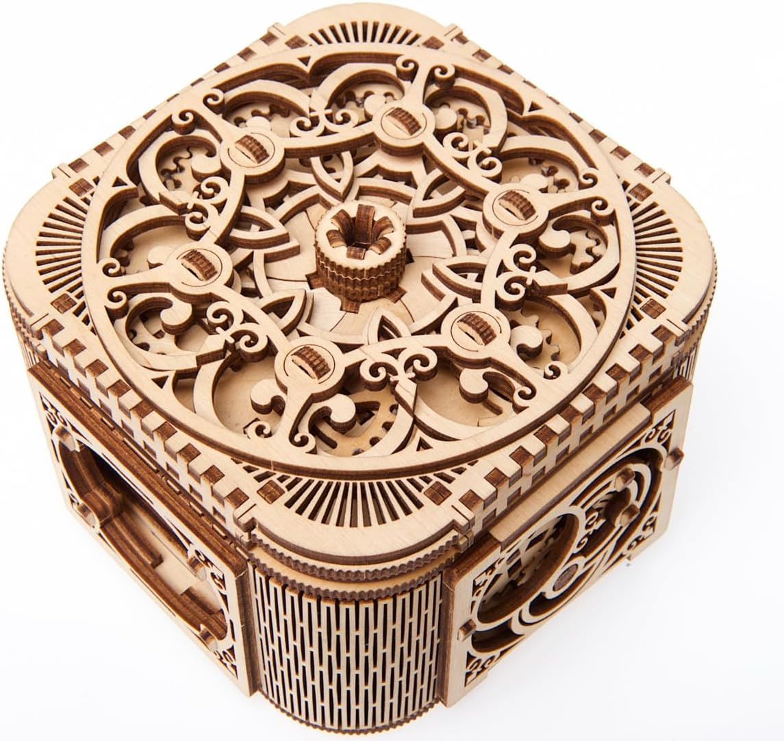 UGEARS Treasure Box Model Kit, 3-D Wooden Puzzle