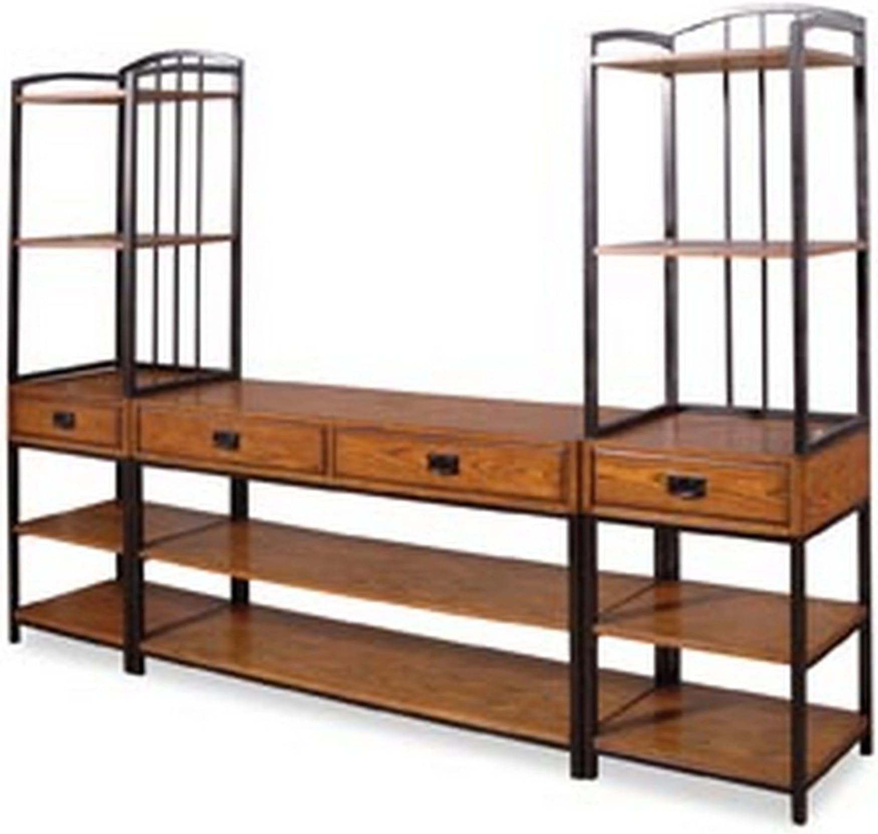 Modern Craftsman Distressed Oak 3Piece Entertainment Center by Home Styles