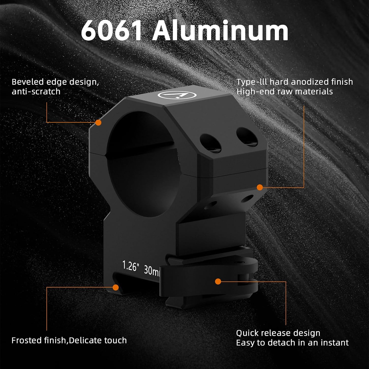 Scope Rings, Quick Detach Picatinny Scope Mount, 1 Inch Aluminum Rifle Scope Rings with QD Release, Multiple Heights (1"/30mm/34mm)