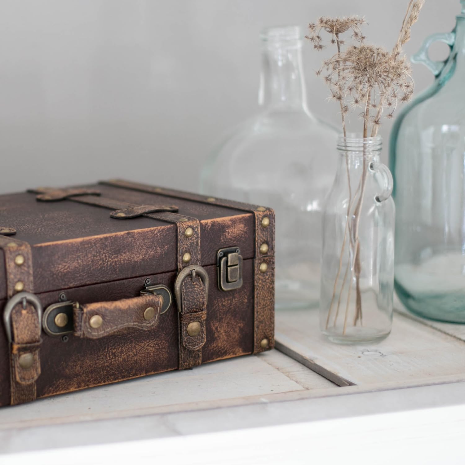 Vintage Houten Koffer Opbergkist Met Handvat Antieke Stijl Schatkist Voor Aandenkens Sieraden En Home Decor Display