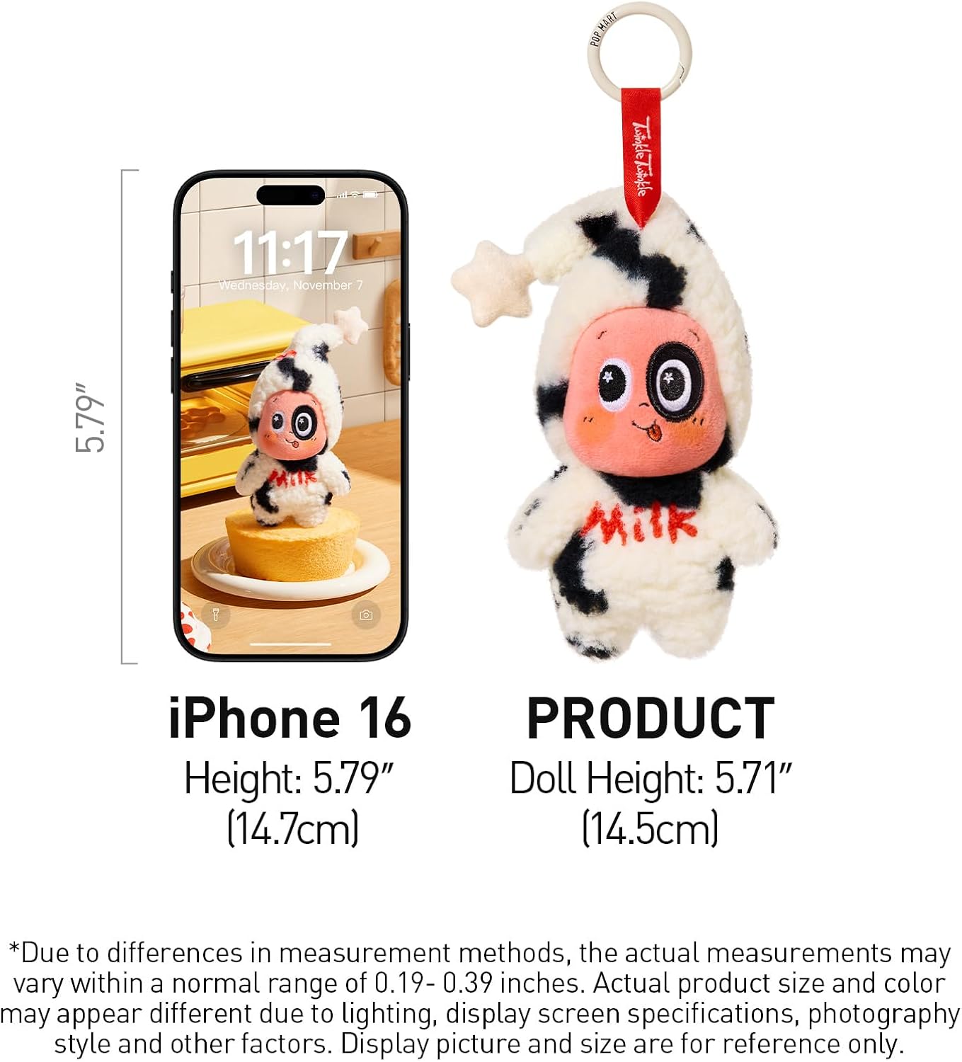 POP MART Moon Gelato Series-Milk Pudding Twinkle Twinkle Plush Blister Pack, Plush Pendant, Bag Charm, Collectible Toys Home Decorations, Holiday Birthday Gifts for Girls and Boys