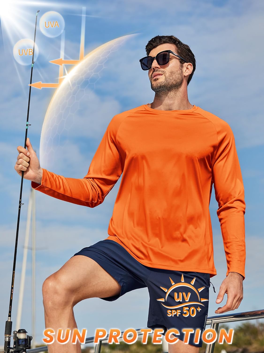 ZITY 3 Pack Long Sleeve Shirts for Men UPF 50+ Sun Protection Crew Neck T-Shirt Rash Guard for Hiking Running Swimming