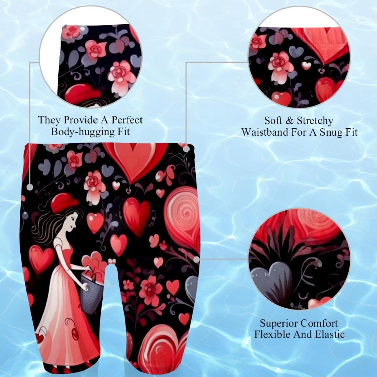Valentine's Day Swimsuit Mens Swim Jammers Endurance Long Racing Training Swimsuit