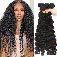 Vista 29 de Aelinsi 3 paquetes de cabello humano virgen brasileño suelto con cierre, grado 12A, sin procesar, con cierre de encaje 4 x 4, parte libre