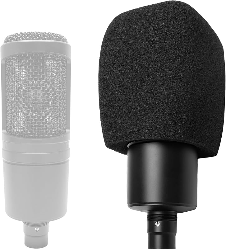Windscreen Foam Mic Cover Compatible with Audio-Technica AT2020 AT2035 AT2040 AT2050 ATR2500 ATR2500X AT4040 AT4033A AT4050 BP40, 1 Pcs Rectangular Prism Microphone Pop Filter, Black