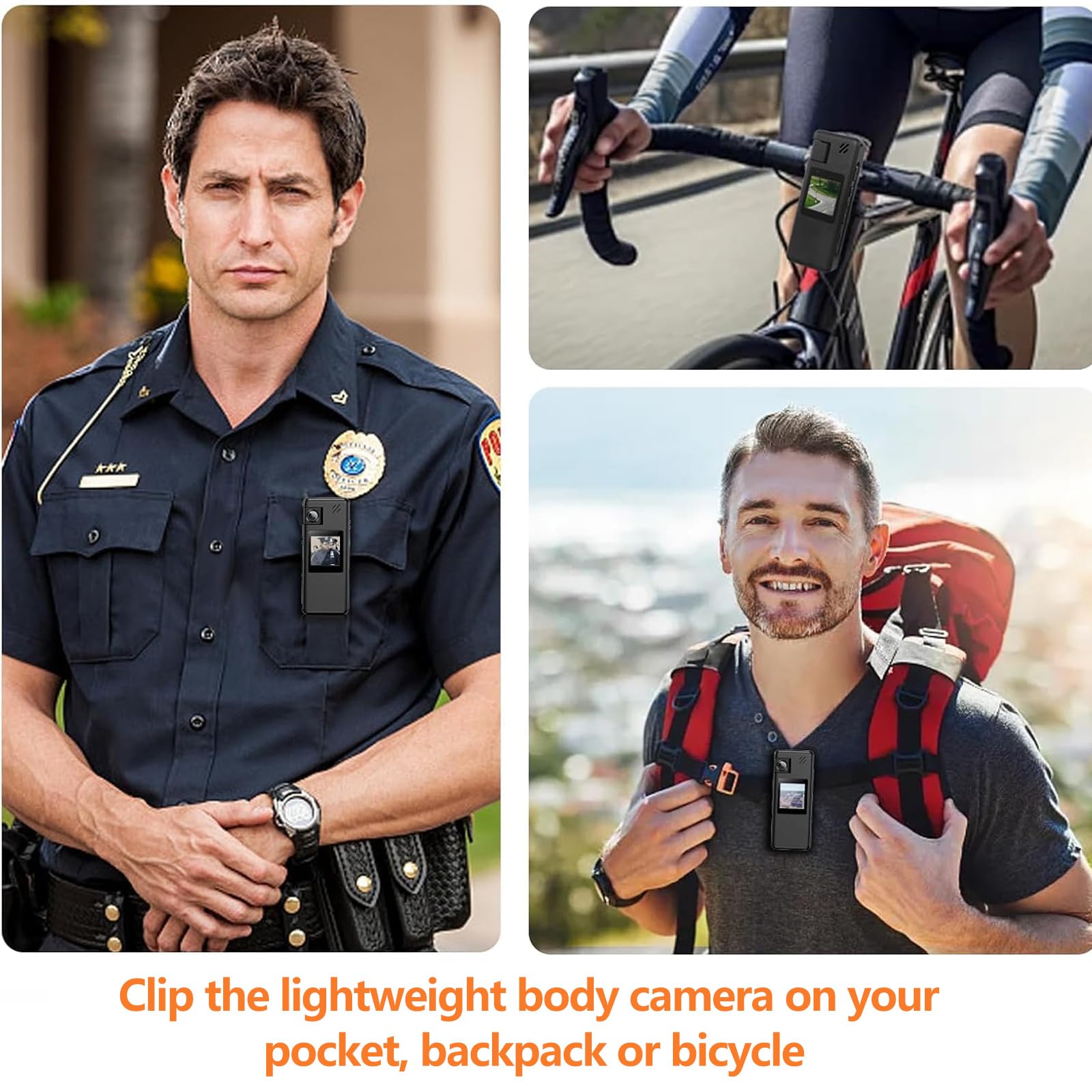 Caméra Corporelle A32 64Go, Appareil Photo Portable avec Objectif Rotatif à 180° et Détection de Mouvement, Caméscope 1080p avec Enregistrement Audio Vidéo pour Sports de Plein air, Police