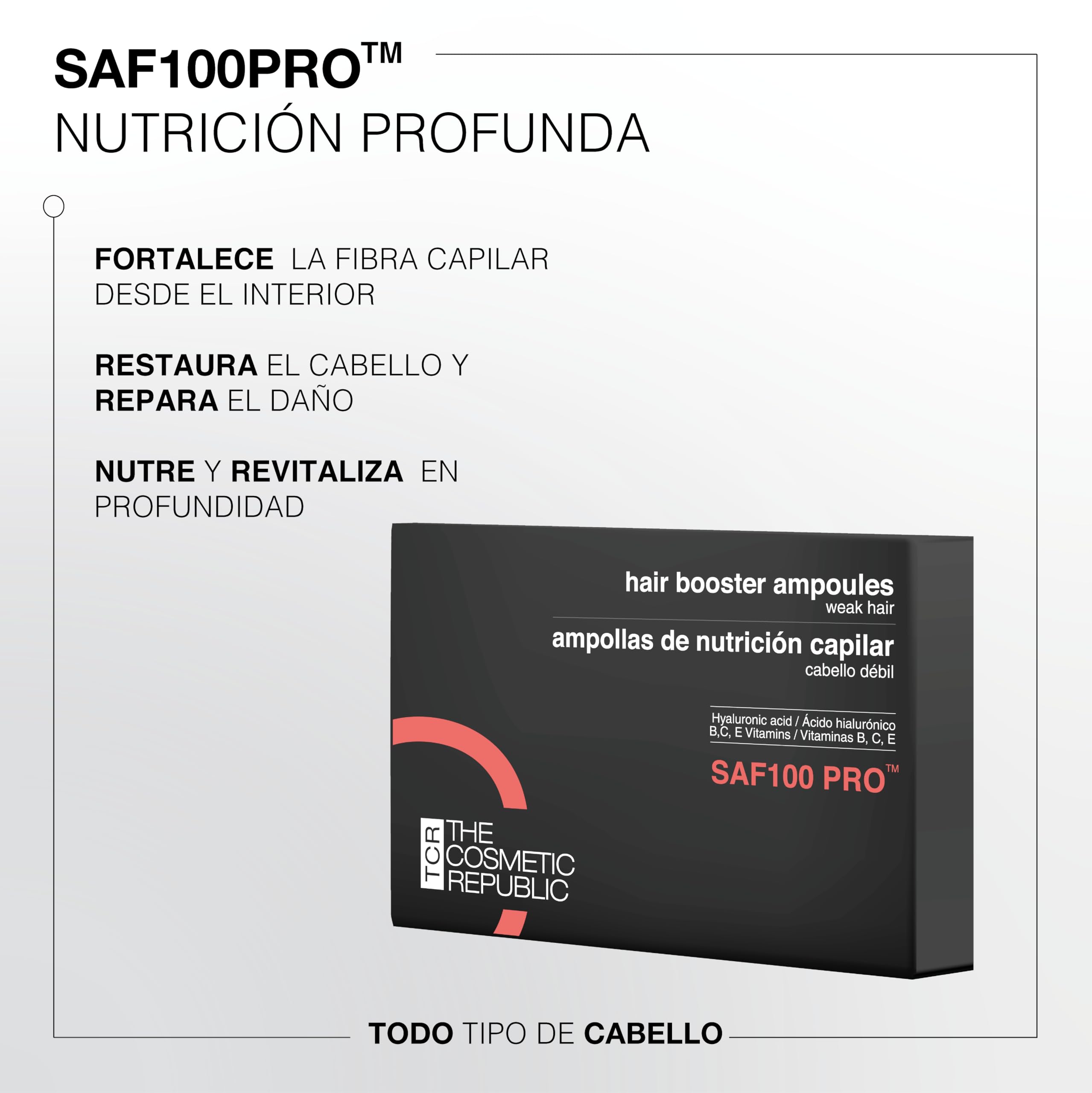 THECOSMETICREPUBLIC - Ampollas de Nutrición capilar SAF 100 PRO - 10 unidades (1 x 3ml)