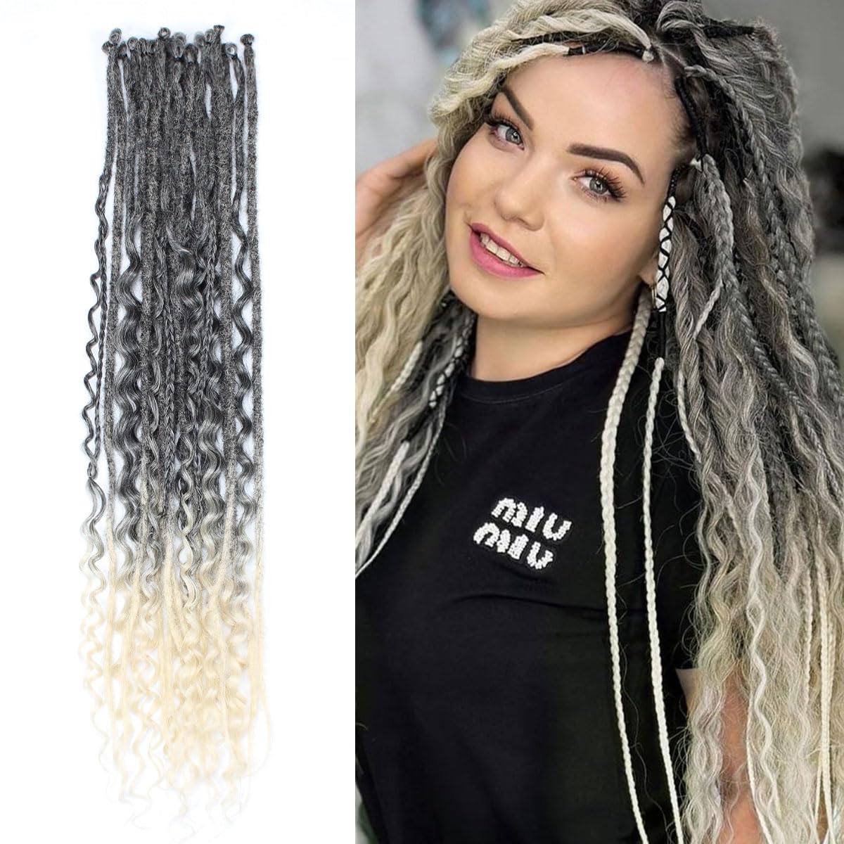 Extra Long Hand Crocheted Art Dreadlocks Set Amazon.com : 24 Inch Dreadlocks Extensions 10 Strands  main image 2