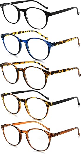 Eyekepper 5-packing Reading Glasses Round Readers for Women Reading