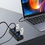 CERRXIAN USB Le centre, USB Splitter Hub avec Individual On/Off LED Interrupteurs Câble long de 6.6ft/2m, Multiport Expander, Transfert rapide de données USB Splitter pour ordinateur portable, PC(USB2.0) (4-Port USB 2.0)