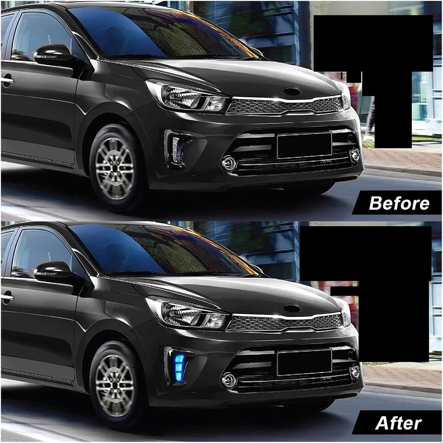 Compatible With KIA PEGAS Soluto 2018 2019 2020 LED Daytime Running Lights 1 Group DRL Daylight Fog Lights For Automotive White, Yellow And Blue Lights(3 Functions B)