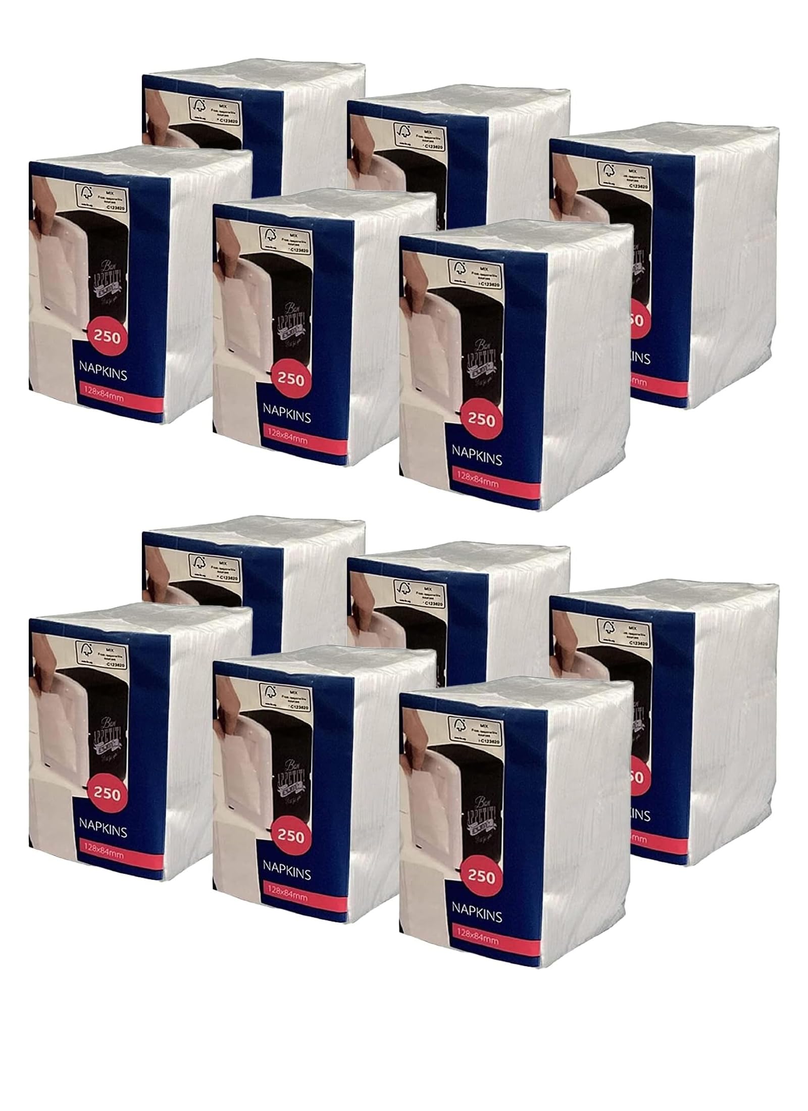 Lot de 3000 serviettes en cellulose - Pliées en 1/8 - Blanc - 12 x 8,5 cm - Pour bistro - Pour bistro - Gastro - Compatible avec les distributeurs Cabanaz (12 x 250 pièces, blanc, a bit thicker)