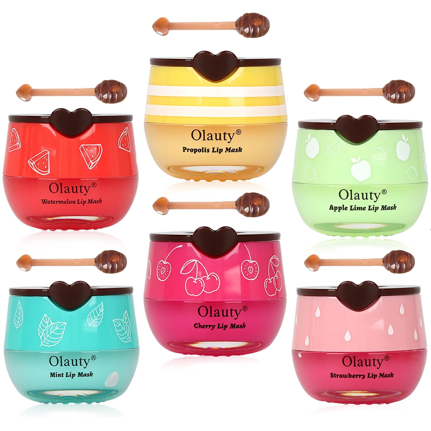 6 PCS Bee Lip Balm Mask Honey Pot, Honey Lip Balm Bulk, Moisturizing Lip Sleep Masks Hydrating Prevention Dry and Crack Lip Scrubs, Propolis Lip Mask Overnight Reduce Lip Lines