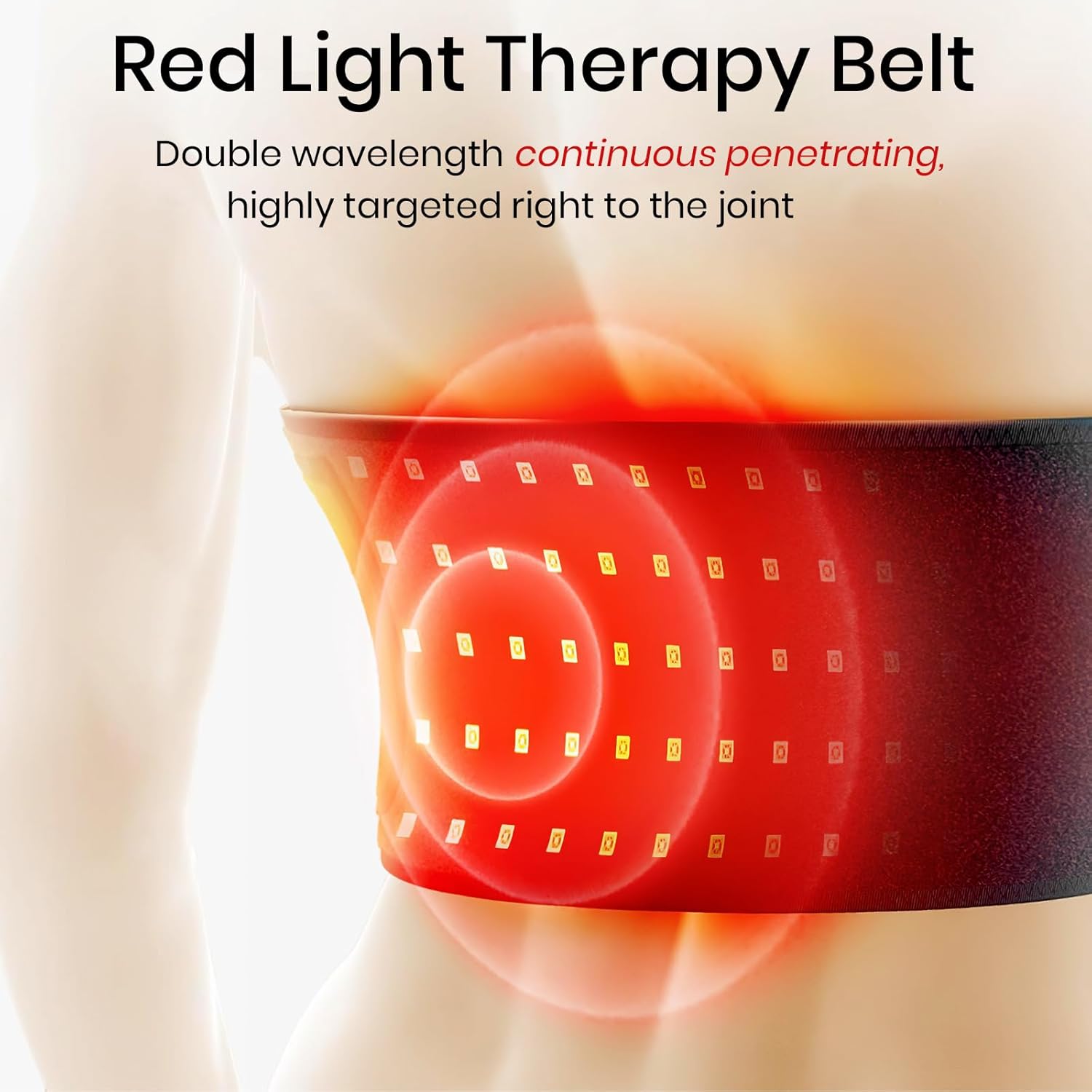UTK Red Light Therapy Belt for Body Pain Relief, 4 in 1 Infrared Light Therapy Flexible Wearable Device with 660/850nm, Relieves Chronic Pain＆Muscle Soreness, Enhance Immunity