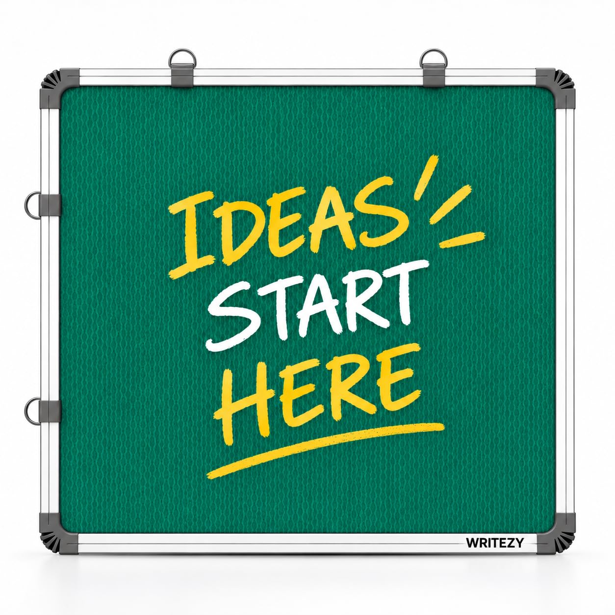 60 x 60 cm notice board (2 x 2 ft) | aluminium frame wall mounted pin board | memo & bulletin display board for photos, notes, messages & reminders | school, office & home | green