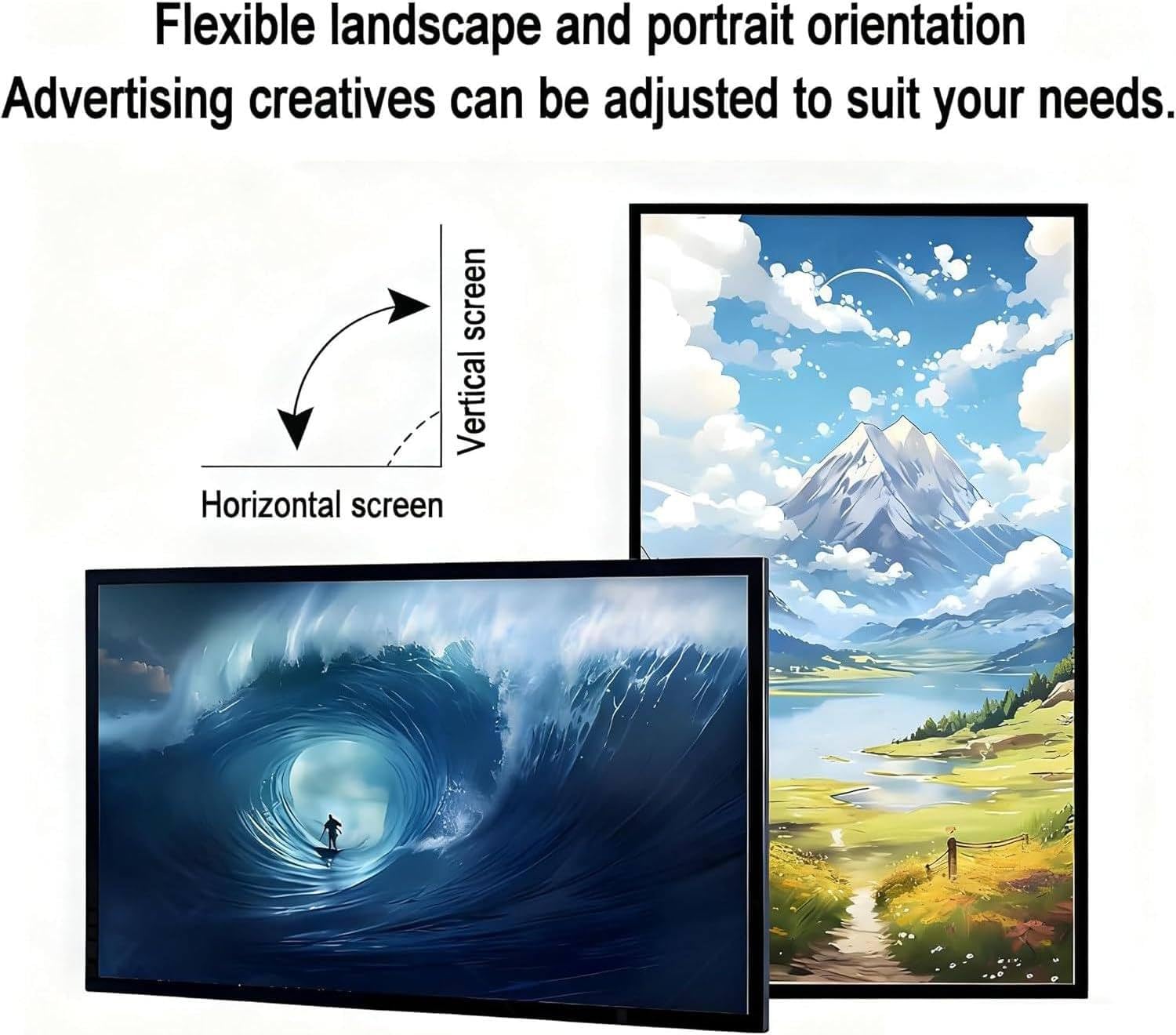 Lettore per Segnaletica Digitale, Schermo Pubblicitario Lcd, Plug-and-Play U-Disk, Tabellone LED Da Parete per La Riproduzione Di Video/Immagini, Posizionamento Orizzontale E Verticale 18.5inches