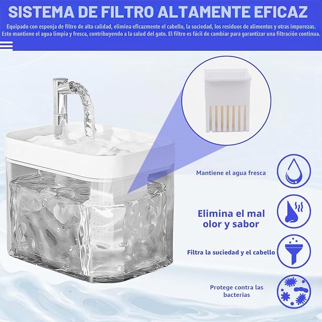 Foto 3 de 7 de Fuente para gatos para gatos: 1,5 L ultraligera para gatos, fuente de agua con filtros