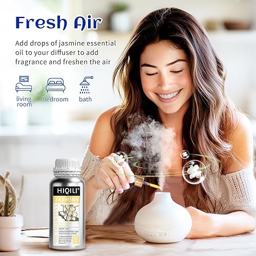 Miniatura 2 de HIQILI Aceite esencial de jazmín de 16 onzas líquidas, 100% puro y natural para difusor, cabello, piel, fabricación de perfumes, 16.9 fl oz