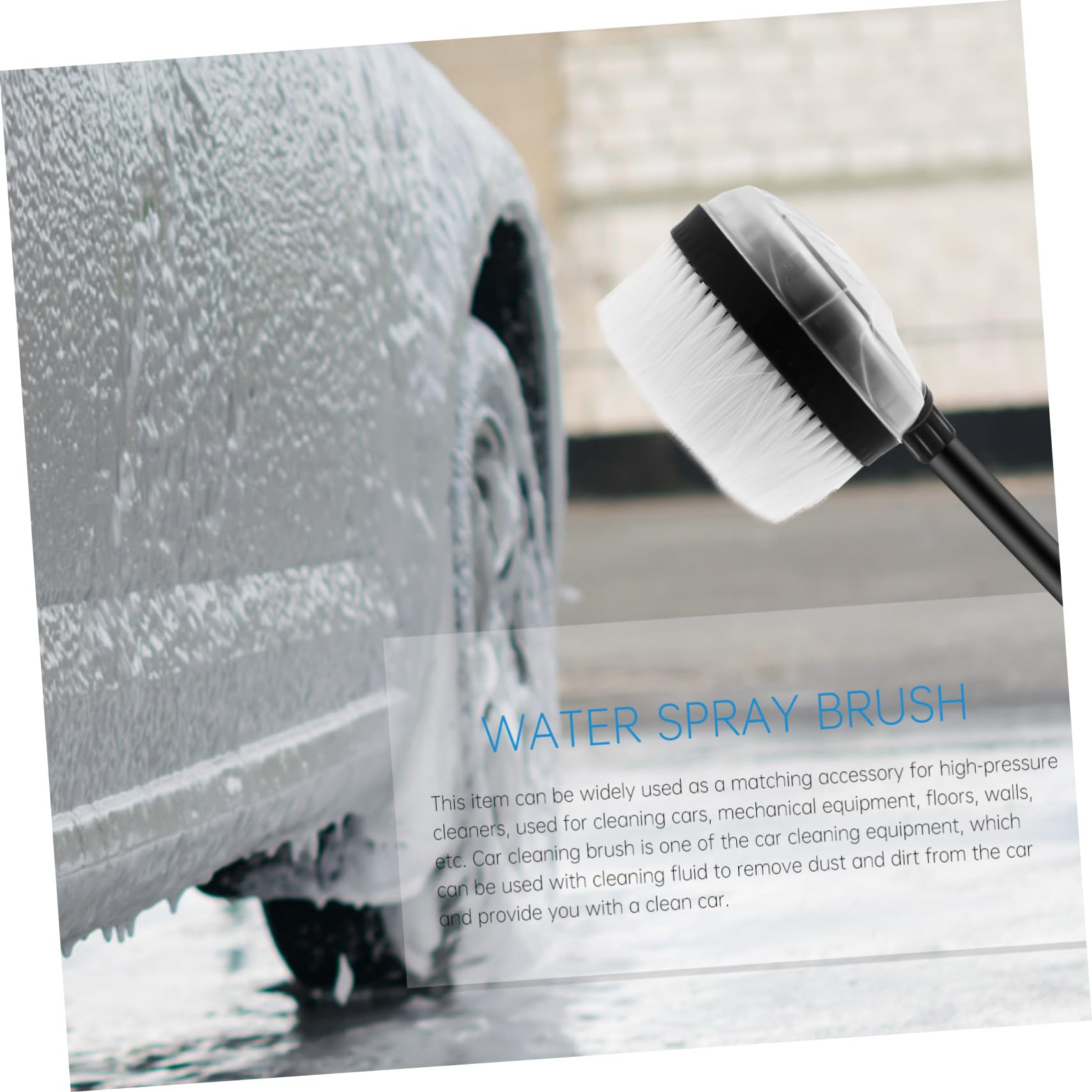 Cepillo Rotativo para Coche de Alta Presión Cepillo de Limpieza Automático con Conexión Rápida Cerdas Suaves para Lavado y Cuidado de Herramienta Duradera para Lavado de Vehículos