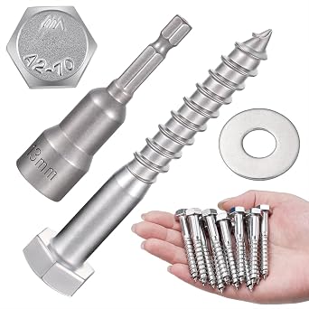 25 Pcs 5/16" x2-1/2 Hex Head Lag Screws 304 Stainless Steel 18-8 Lag Screws for Wood for Large Wooden Structures Flower Stands Outdoor Wooden Pavilion BracketsTables