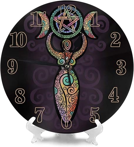 Miniatura 2 de Reloj de pared redondo decorativo Wicca Wicca Triple Moon Gaia, silencioso, sin tictac, funciona con pilas para el hogar, cocina, sala de estar,