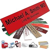 Vista 18 de Placas de identificación grabadas para letrero de puerta, placa de plástico azul claro personalizada con letras blancas, fabricadas en Estados