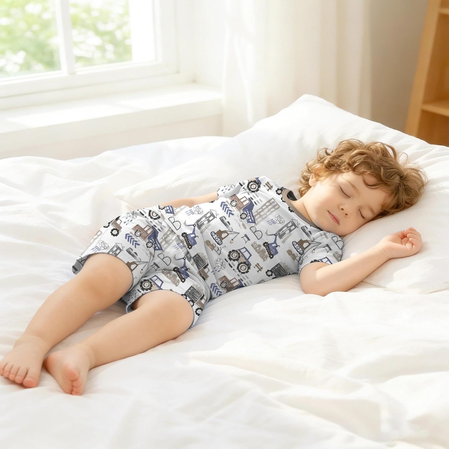 Jimonda Bamboo Viscose Toddler Kids Pajamas 2pcs Set shirt&Shorts Soft Pjs Cute Prints Sleepwear for Boys Girls Summer Cloth - Image 2