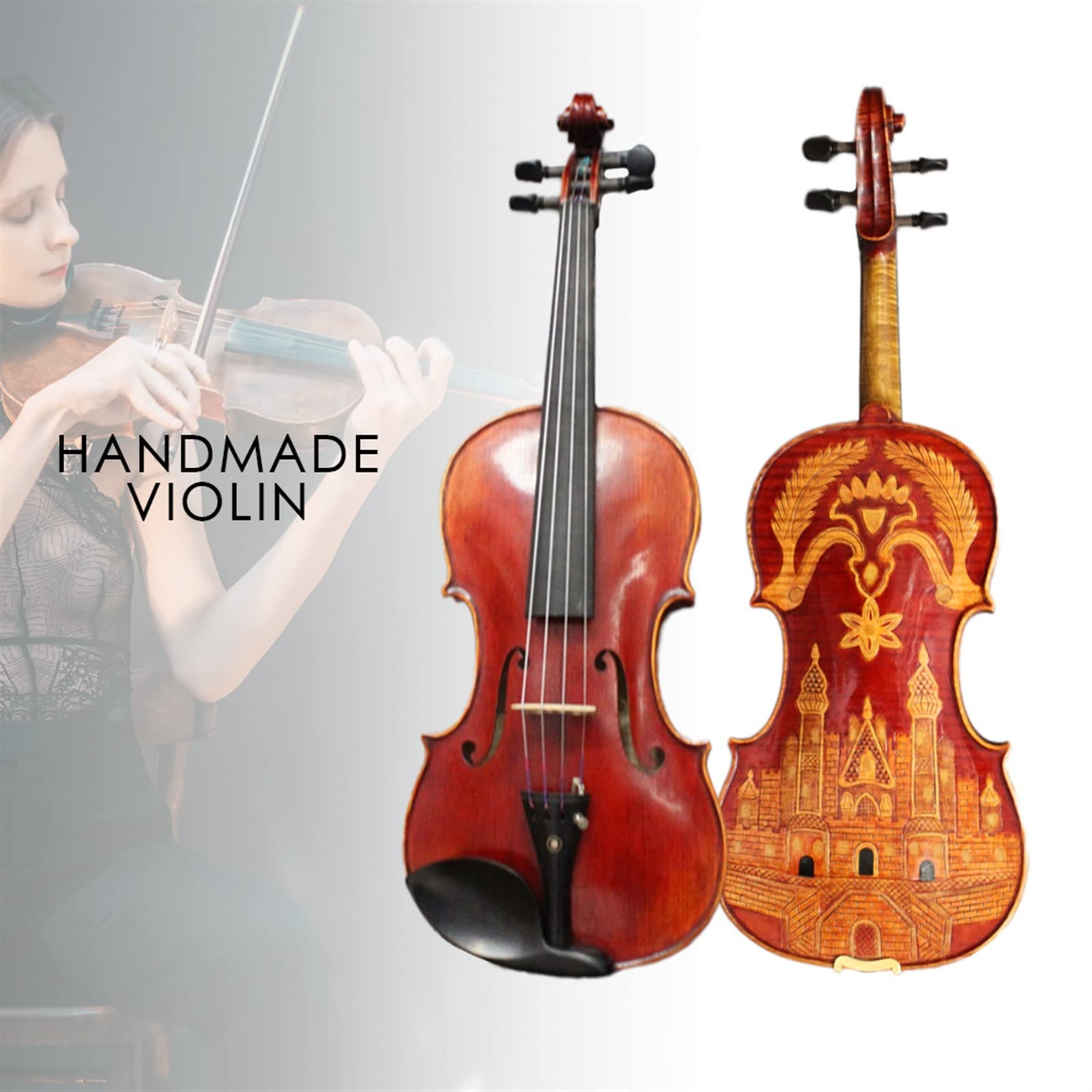 Handcarved 4/4 Violino Violino Eureopean Violino Strumento Musicale Aperto Chiaro Tono Corde Set di Strumenti Violini per Studenti