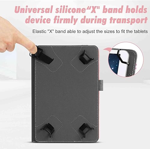 Miniatura 2 de UrbanX Funda universal para tablet de 7 a 8 pulgadas, funda protectora para tableta Huawei Mate X2 con pantalla táctil, con banda de fijación Rosa