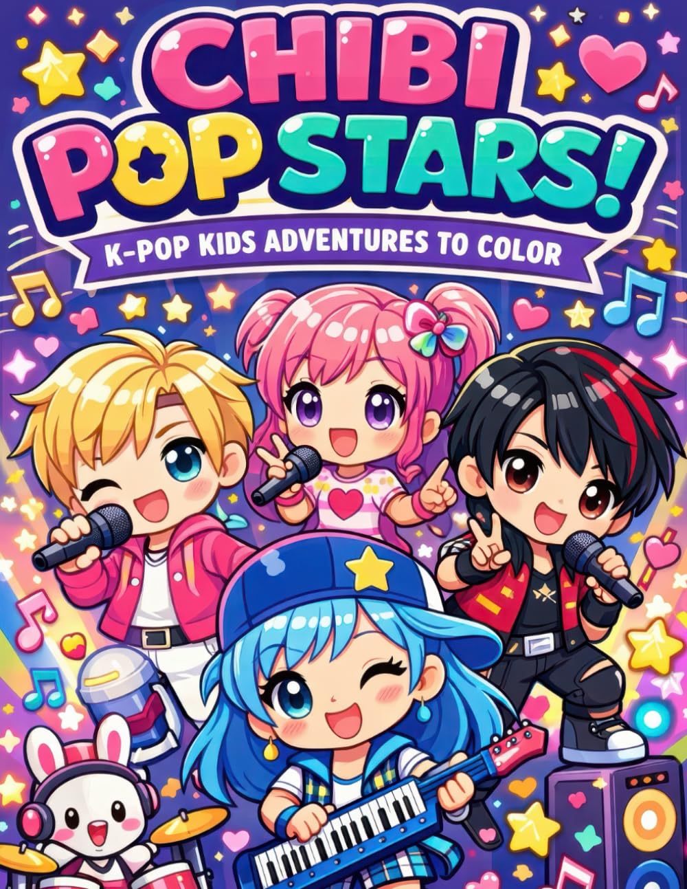 Chibi Pop Stars Coloring Book for Kids & Teens – Cute K-Pop Style Idols, Singing, Dancing & Stage Performance Coloring Pages: Adorable Chibi Music ... Pop Idol Coloring Pages | Large 8.5 x 11 Inch