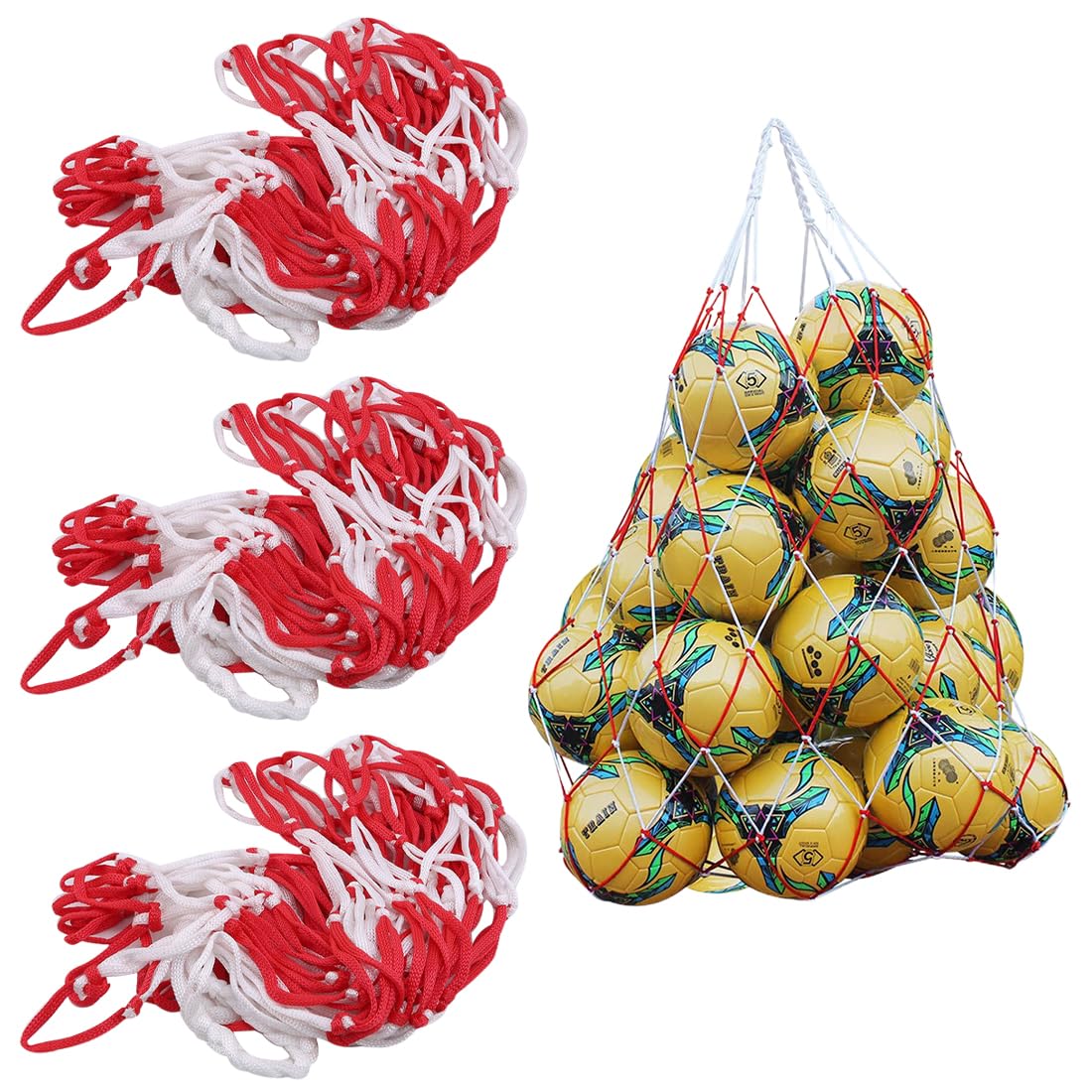 Fitness Health Mesh Ball Nylon Bag Voetbalzak/Carrier/Tas Voetbal Training Net 4-6 - Draagbare Nettas voor Basketbal RugbyBall, Volleybal - Geschikt voor Strandvolleybal - Waterdichte Opbergtas