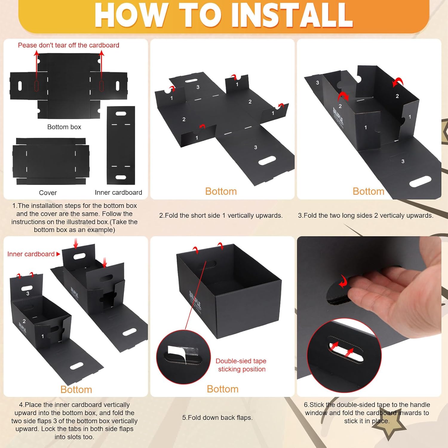 6 Pack Comic Book Storage Box 15.8" X 7.2" X 10.7", Thick Cardboard Comic Book Box with Lids, Holds 150-175 Current/Silver Age Comic, Stackable Bin Comic Organizer Case for Collecting Supplies, Black
