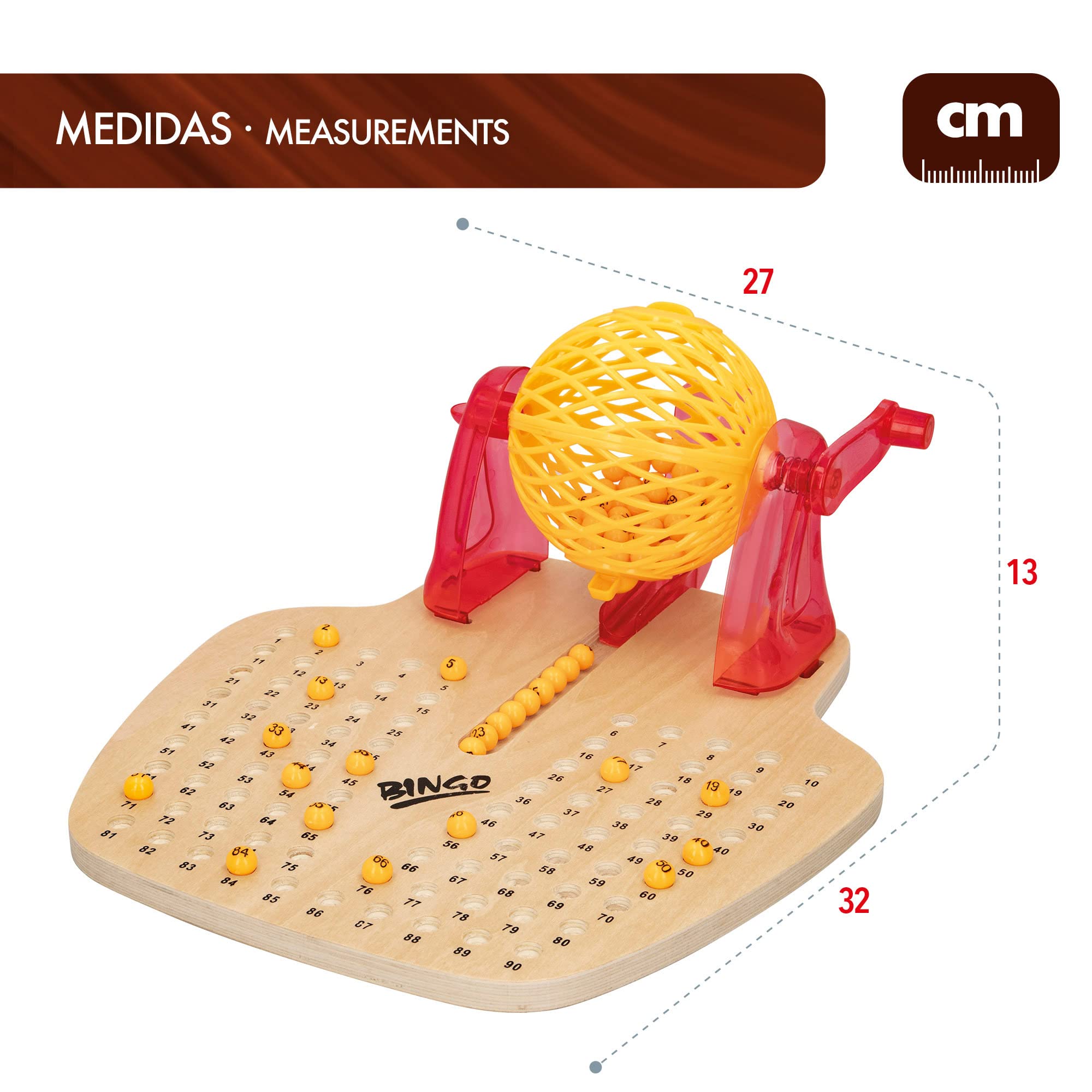 Colorbaby 49666 - Bingo de mesa manual de madera CB Games / Juego de mesa para niños y adultos, juego del bingo, juegos en familia, Rojo, juegos de mesa clásicos / Jugar al bingo