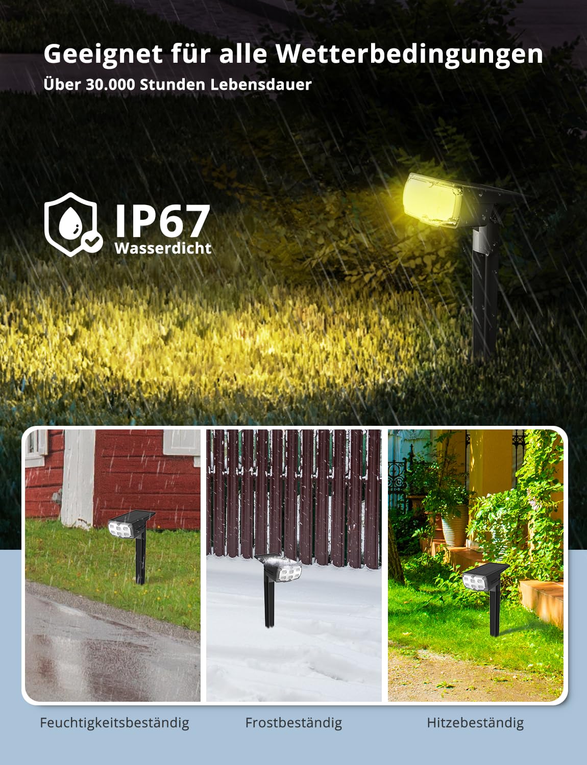 Solarleuchten Garten Solarstrahler Solarlampe Bunt/RGB, 8 Farben und 1 Regenbogenfarbe, LED Solar Gartenleuchte IP67 Wasserdicht für Außen Hof Terrasse Halloween Weihnachten Festivals 6 Stück