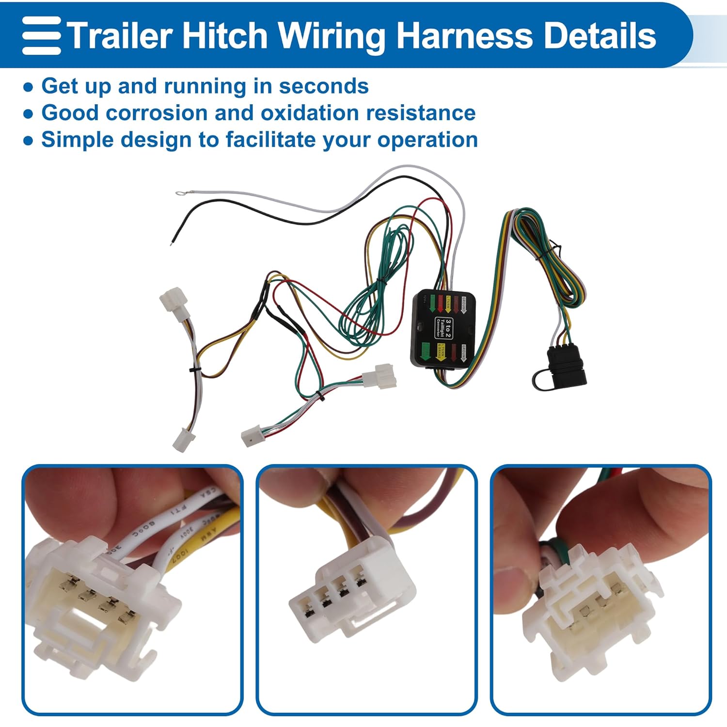 1 Pcs 4 Pin Trailer Wiring Harness 118673 Towing Hitch Wiring for Honda HR-V 2016-2022 Connector Towing Harness Converter