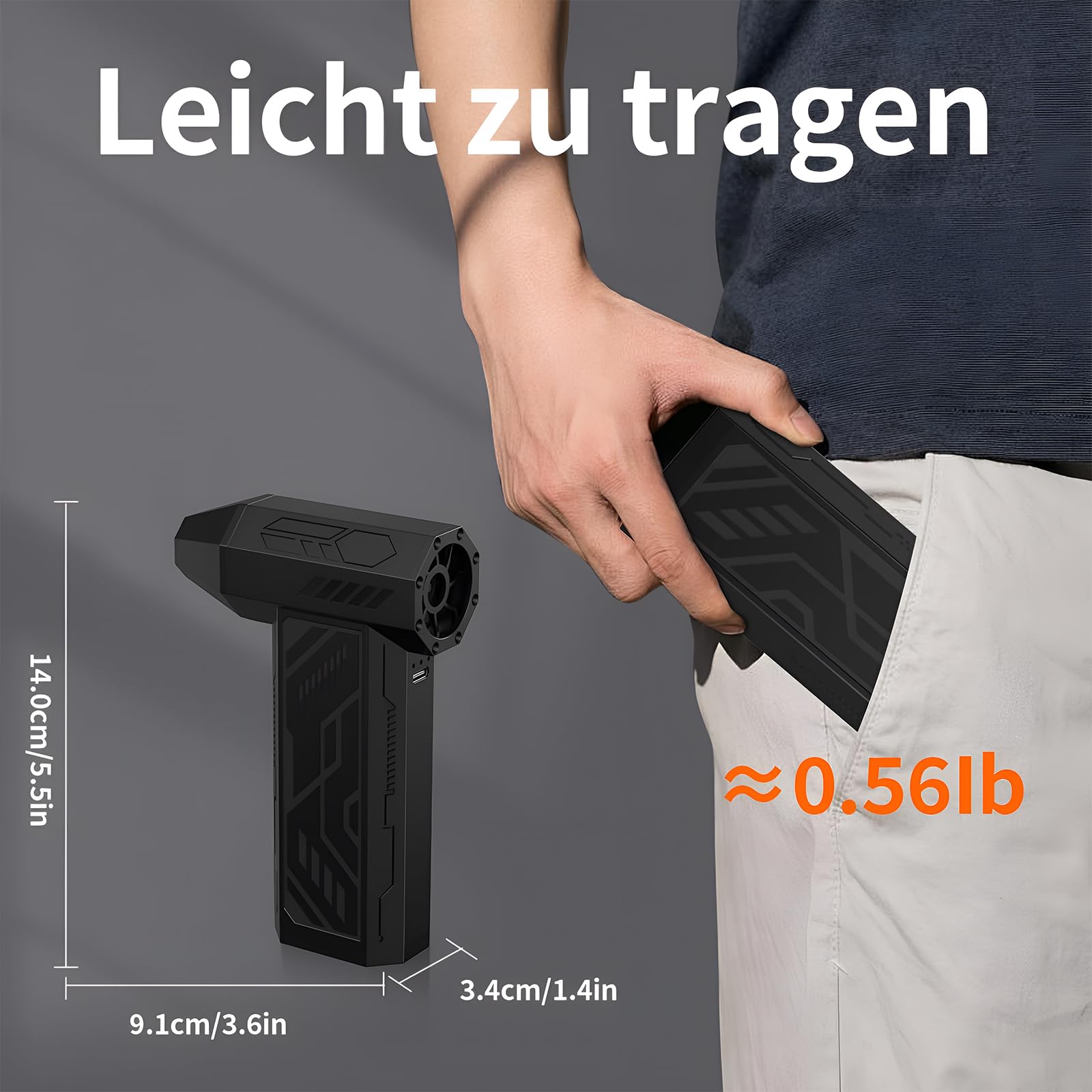 Elektrischer Staubbläser, 4-Gang-Elektroluftstaubblüter mit 110.000 U/min, wiederaufladbarer Luftbläser, kabelloser Luftstaubblüter, Mini-Gebläse für PC, Laptop, Elektronik, Tastatur, Sofa, Auto