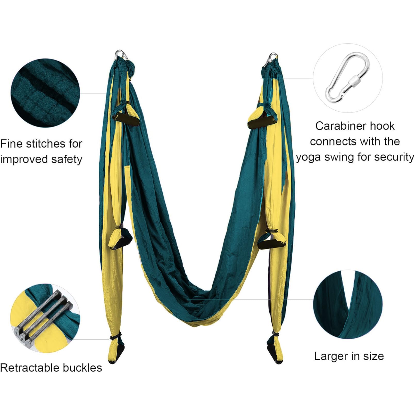 Aerial Yoga Flying Yoga Swing Set Yoga Hängematte Sling Inversion Werkzeug Antenne Pilates Seide für Gym Home Fitness (mit 2 Verlängerungsgurten)