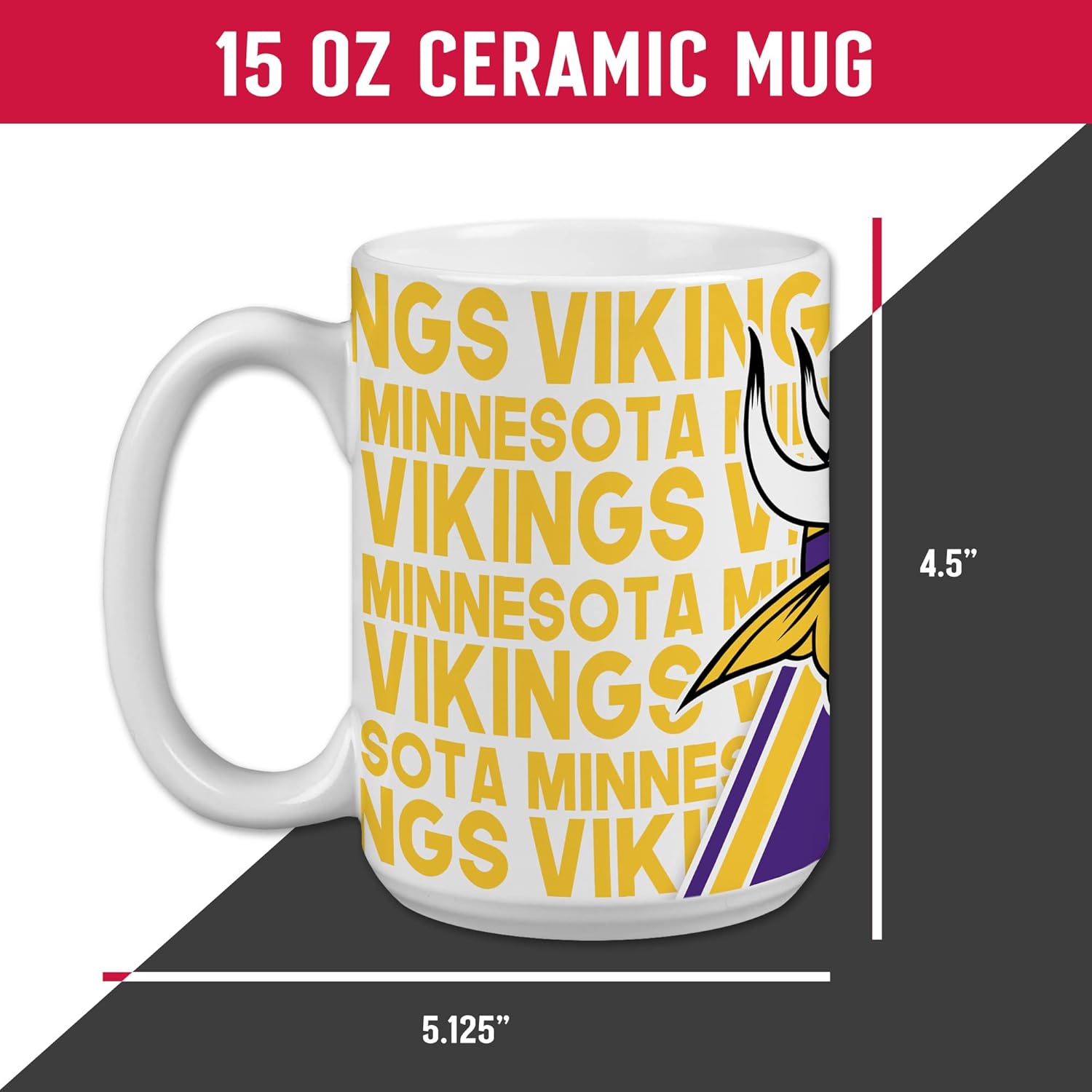 Rico Industries NFL Football 15 oz White Ceramic Mug - Image 4