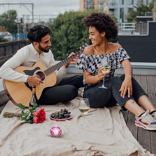 Miniatura 3 de Amosfun Decoración de mesa de comedor, candelita de mosaico, portavelas votivas de vidrio, soporte de vela romántico para suministros de fiesta de