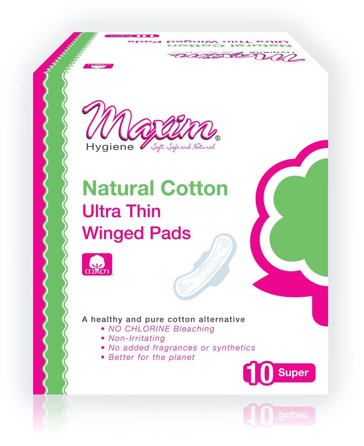 Ultra Thin Cotton Feminine Pads by Maxim (Super, 3 Pack) 100 Cotton