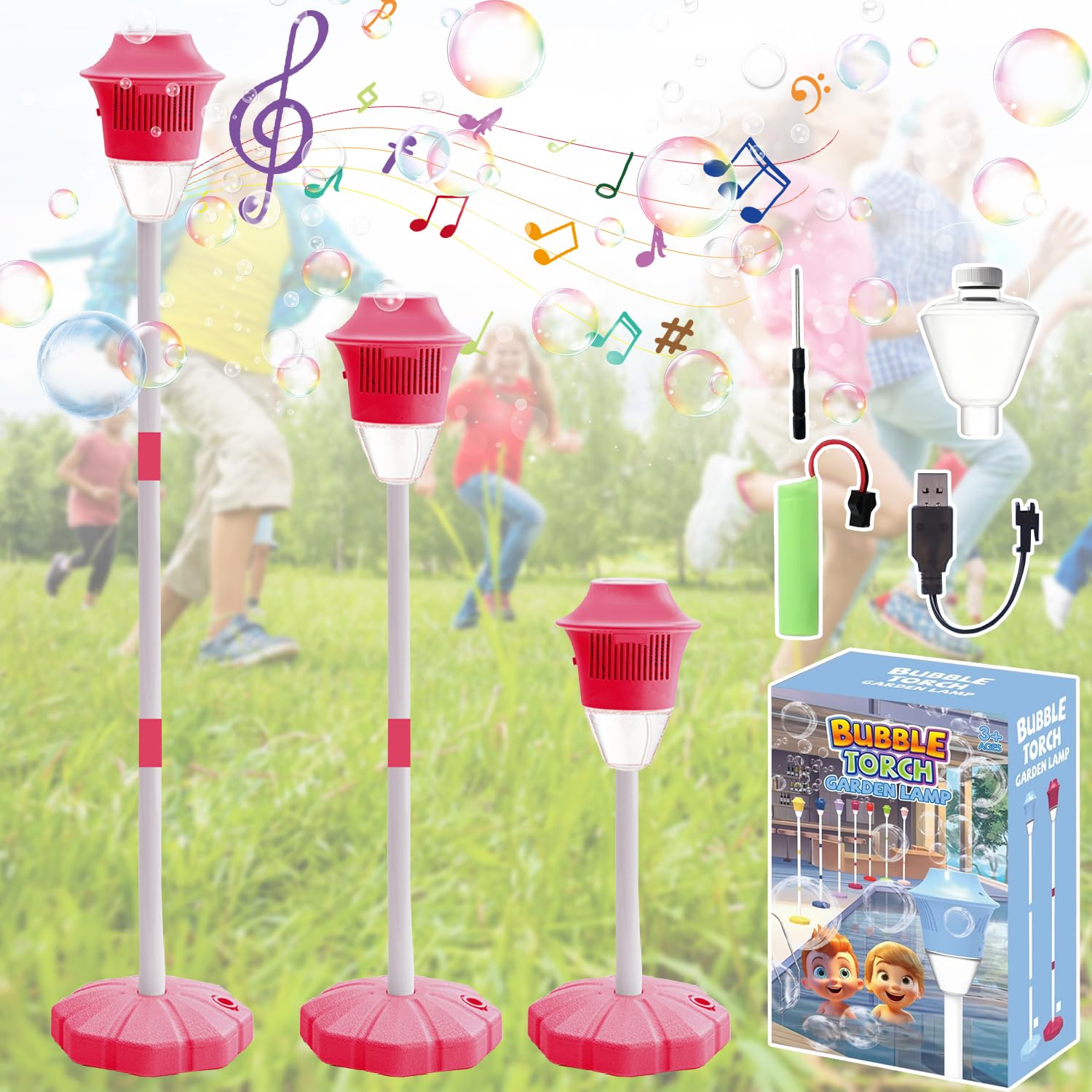 Standing Bubble Machine Lamp, Macchina per Bolle di Sapone per Bambini, Bubble Makers per Bambini con Bolle, Sparabolle di Sapone, Bubble Torch, Lampada per macchina bolla in piedi, per Giardino Festa