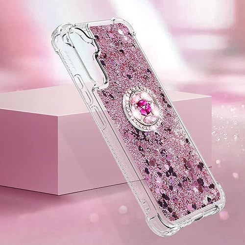 Miniatura 6 de Ephoou Funda de teléfono para Samsung Galaxy A34 5G, líquido transparente a prueba de golpes con purpurina de arena movediza con soporte de anillo