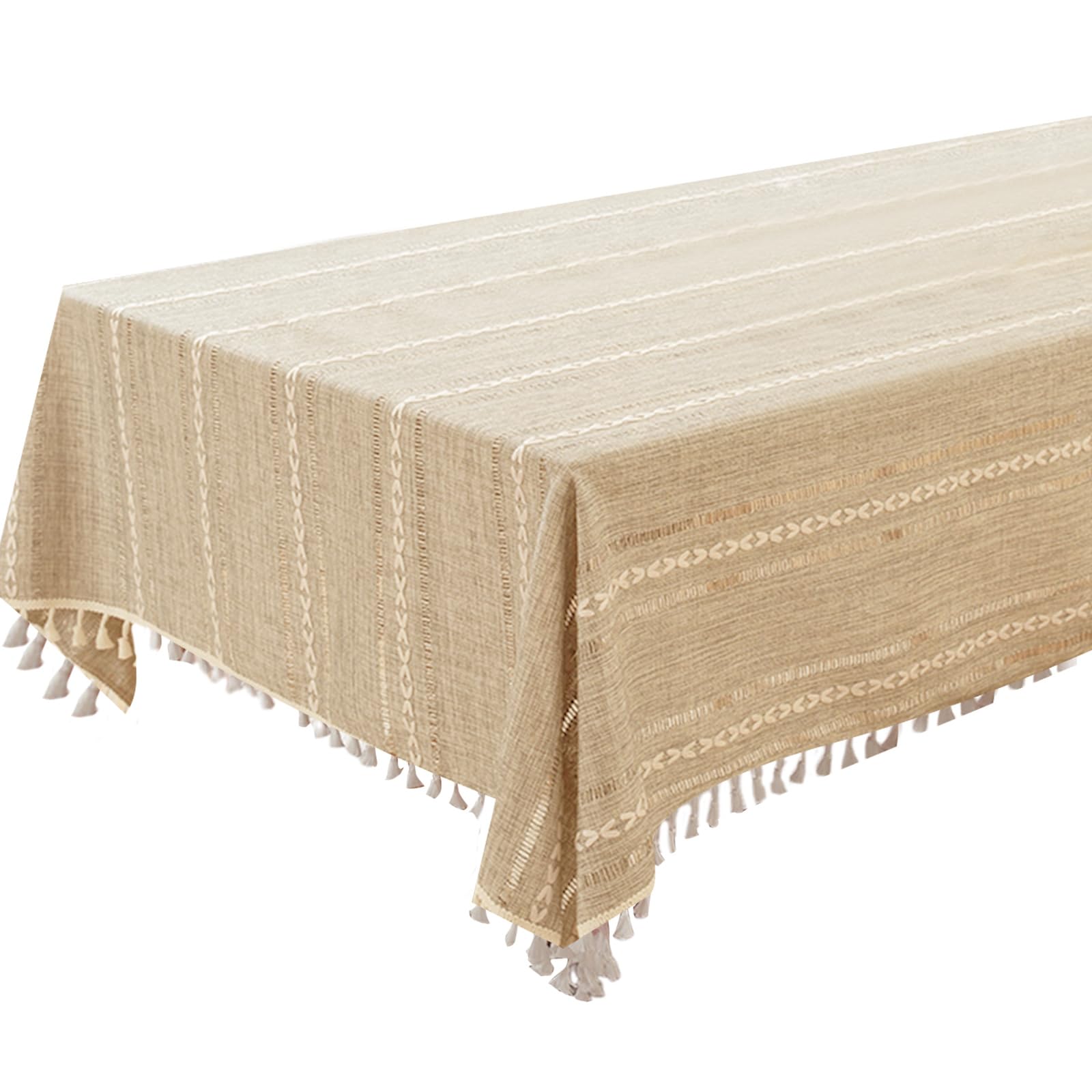 Kalttoy Tablecloth with Lace Cutout Designs Airy Linen Materials for Indoor Outdoor Use Family Gathering Tablecloth
