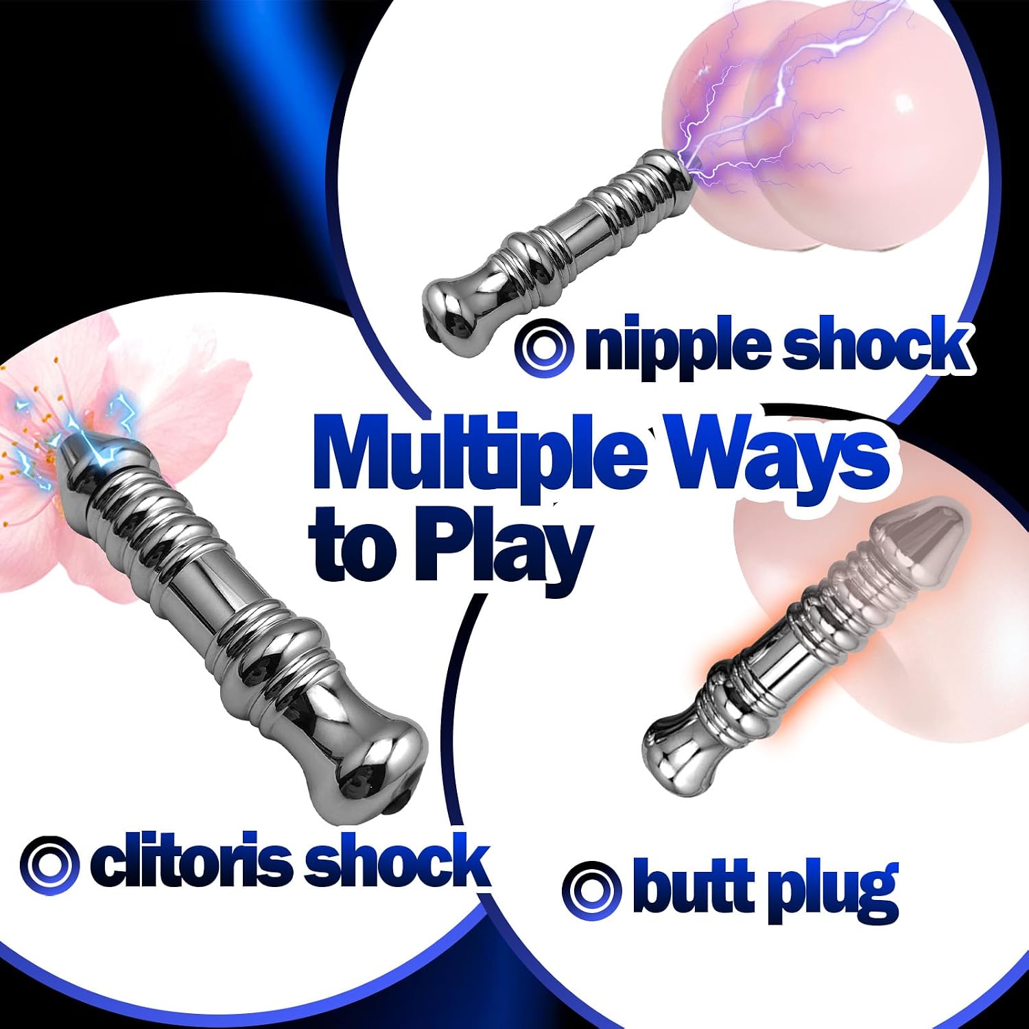 Electric Shock Chastity Estim Prostate Electro Stim Prostate Stainless Steel Vibrating Butt Plug Vibrator Sex Toys Anal Plugs Beads with Remote Control Stimulator Anal Training for Men Women Advanced