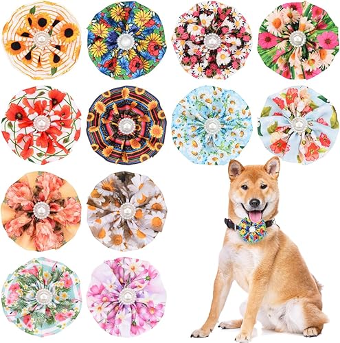 Collar de perro con flores con cuentas, collar para mascotas para cachorros pequeños y medianos, collar deslizante para mascotas, lazo de flores,
